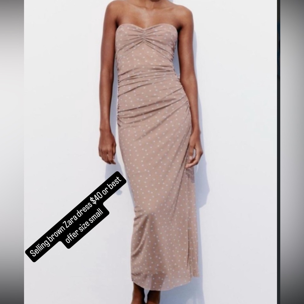 Zara brown strapless dress